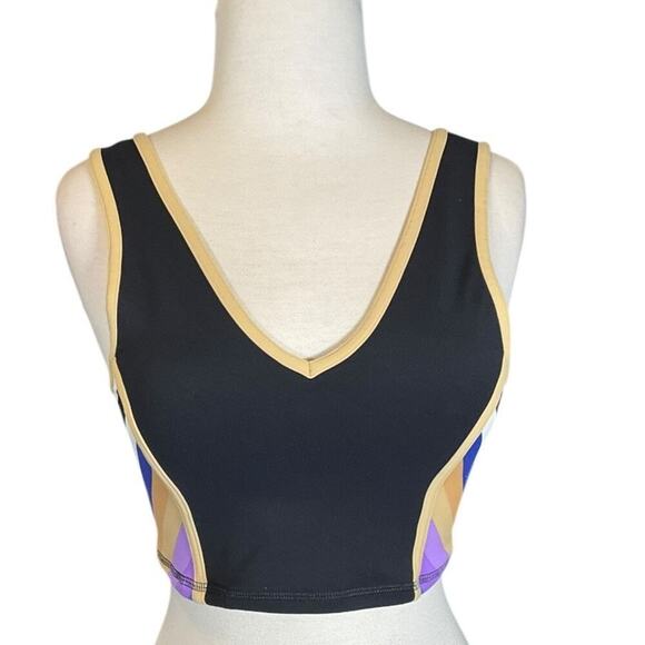 Free People Movement Never Better Colorblock Crop Black & Tan Size Small NWOT - Picture 4 of 9